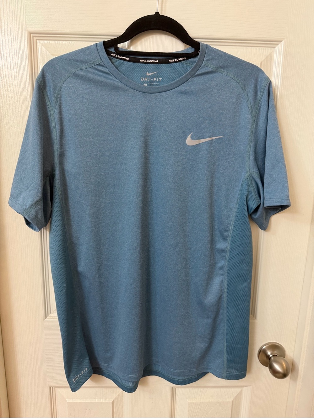 Nike Men’s Dri-FIT Crew Tee — Light Blue with White Swoosh